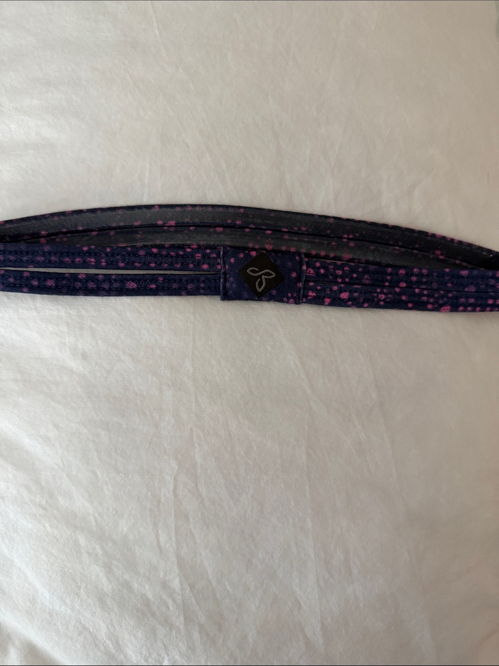 Prana Navy Headband with Pink Dot Print